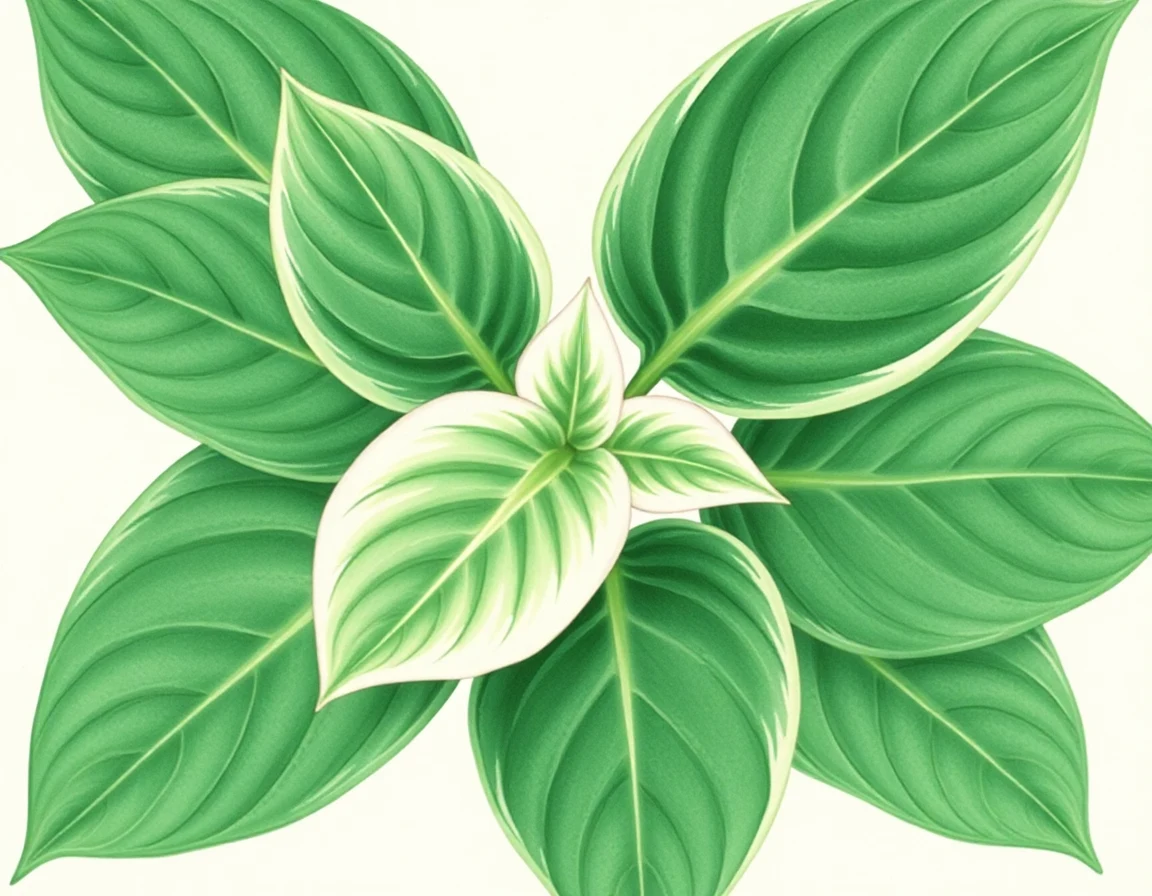 Watercolor illustration of Hosta 'Hakuyo'