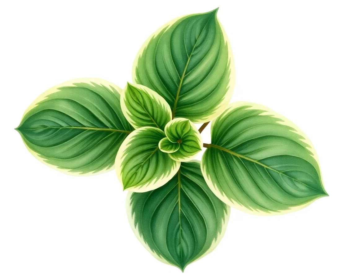 Watercolor illustration of Hosta 'Hanky Panky'
