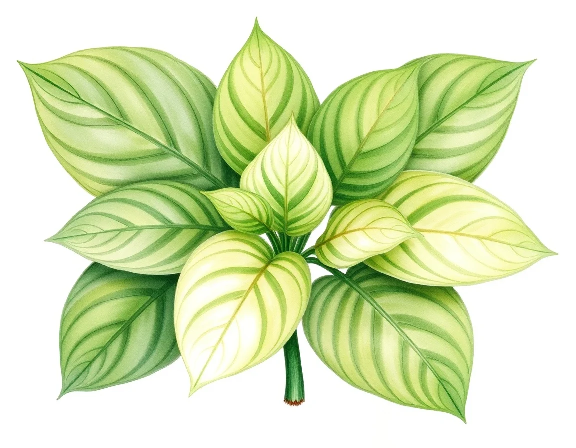 Watercolor illustration of Hosta 'Hannah'