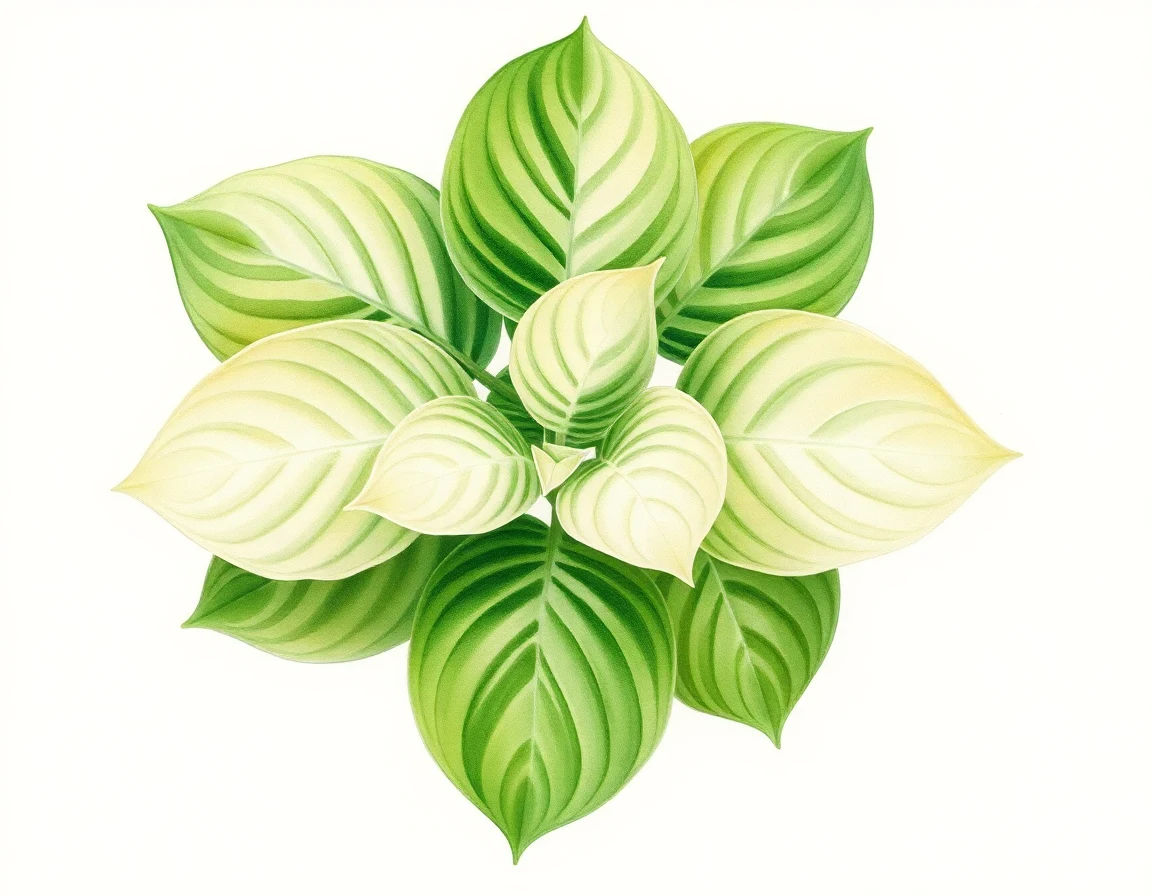 Watercolor illustration of Hosta 'Happenstance'