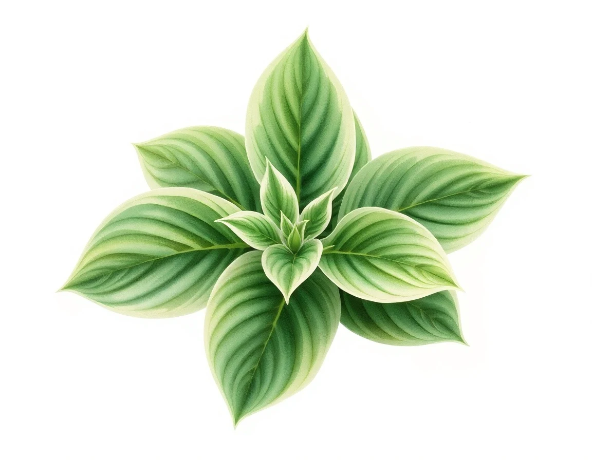 Watercolor illustration of Hosta 'Harpoon'