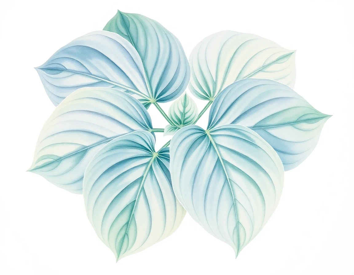 Watercolor illustration of Hosta 'Harrison'