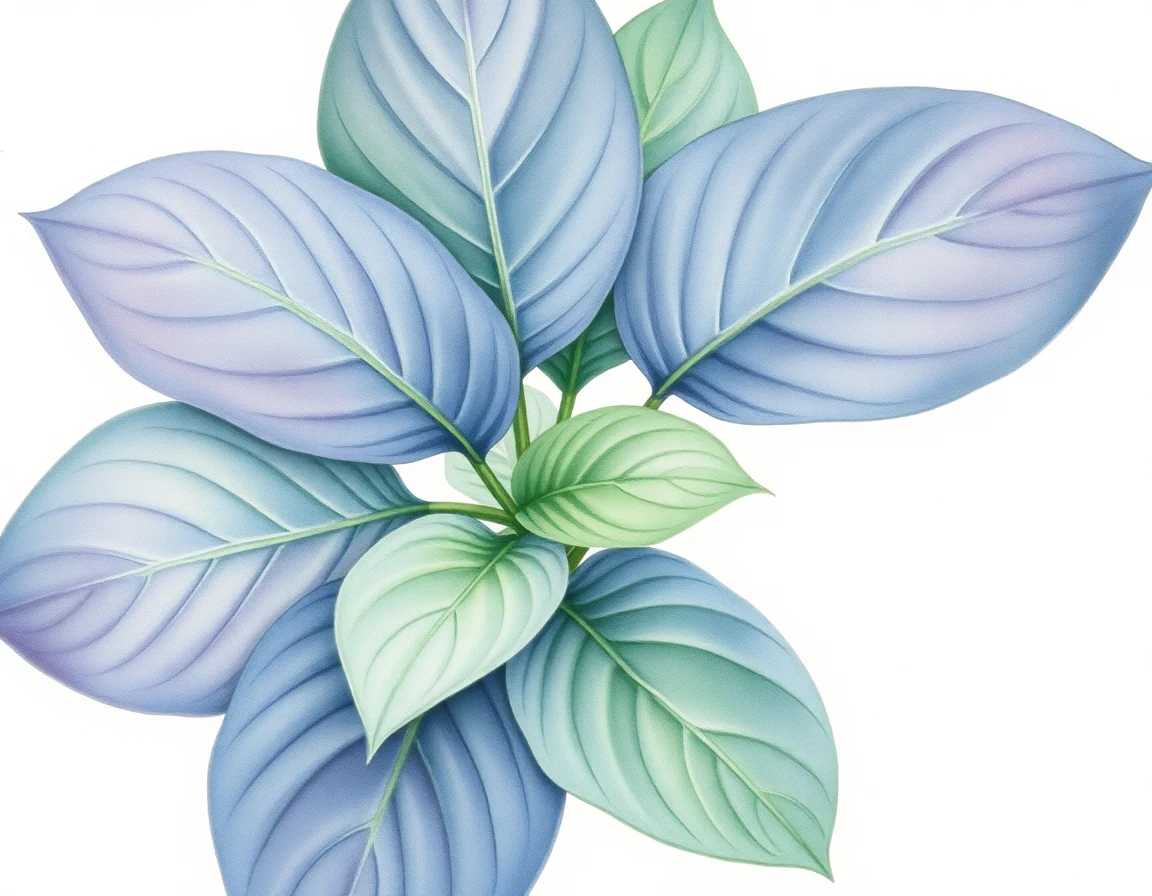 Watercolor illustration of Hosta 'Hawaiian Luau'