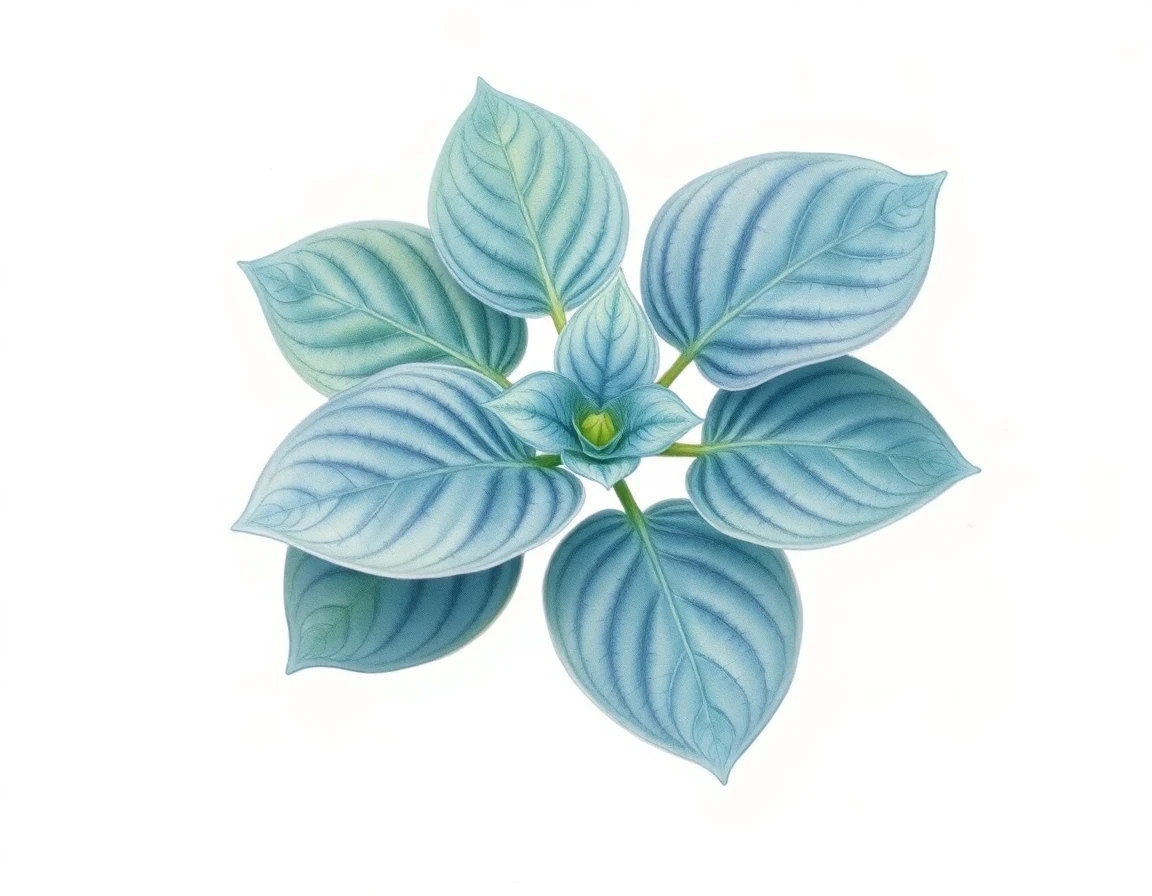 Watercolor illustration of Hosta 'Heart Broken'