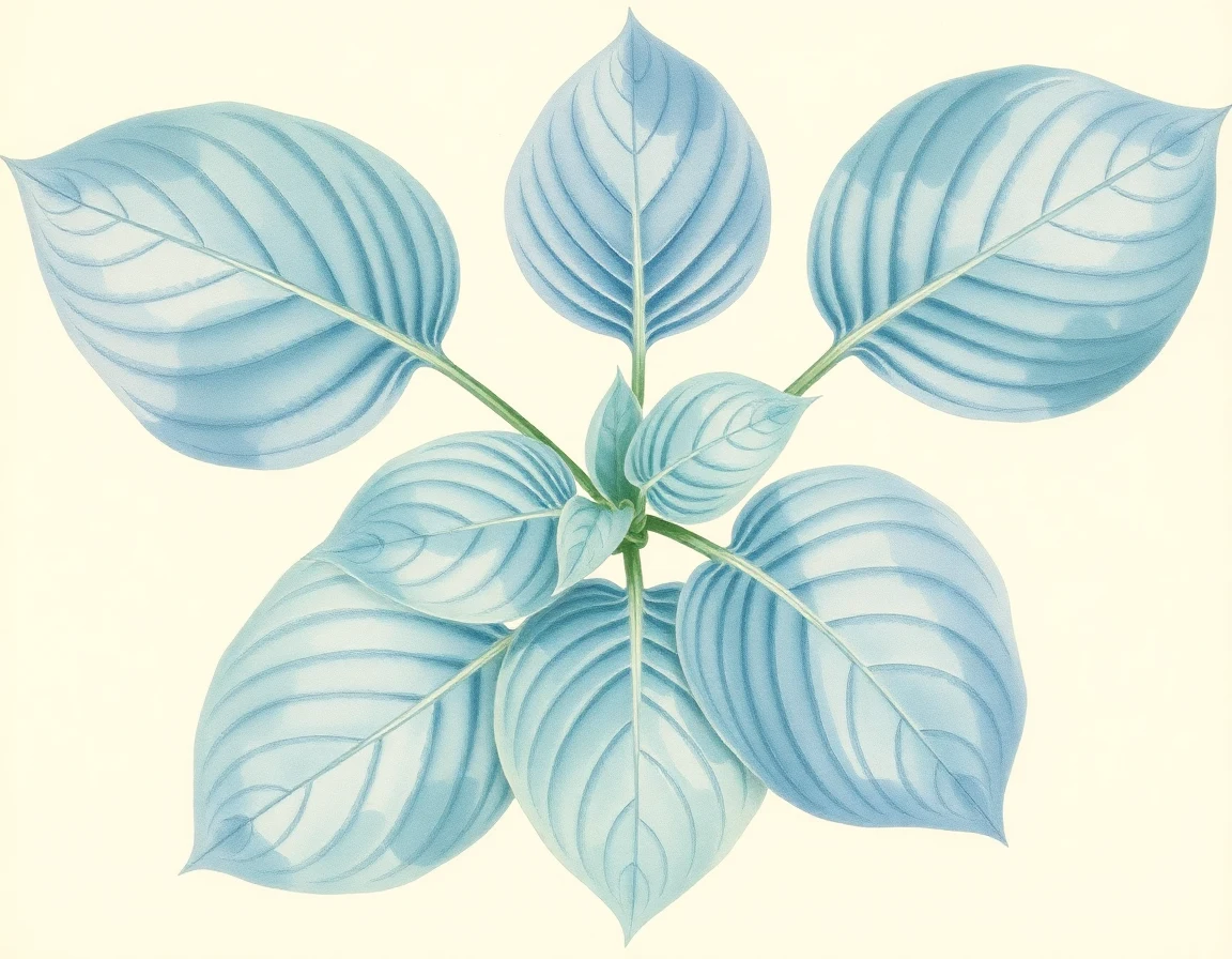 Watercolor illustration of Hosta 'Heart of Gold'