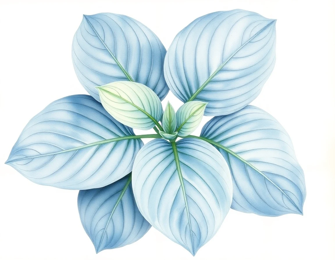 Watercolor illustration of Hosta 'Heartbeat'