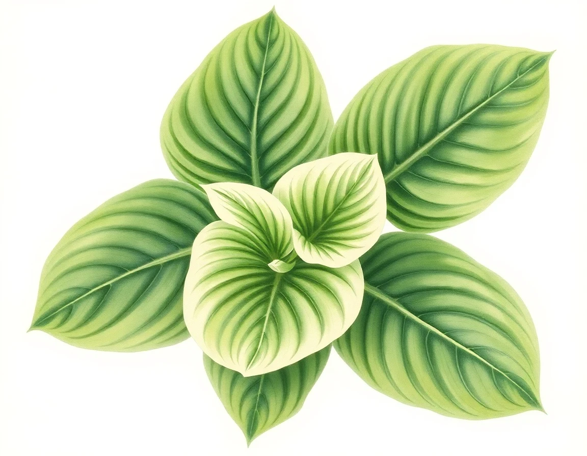 Watercolor illustration of Hosta 'Hearts on Fire'