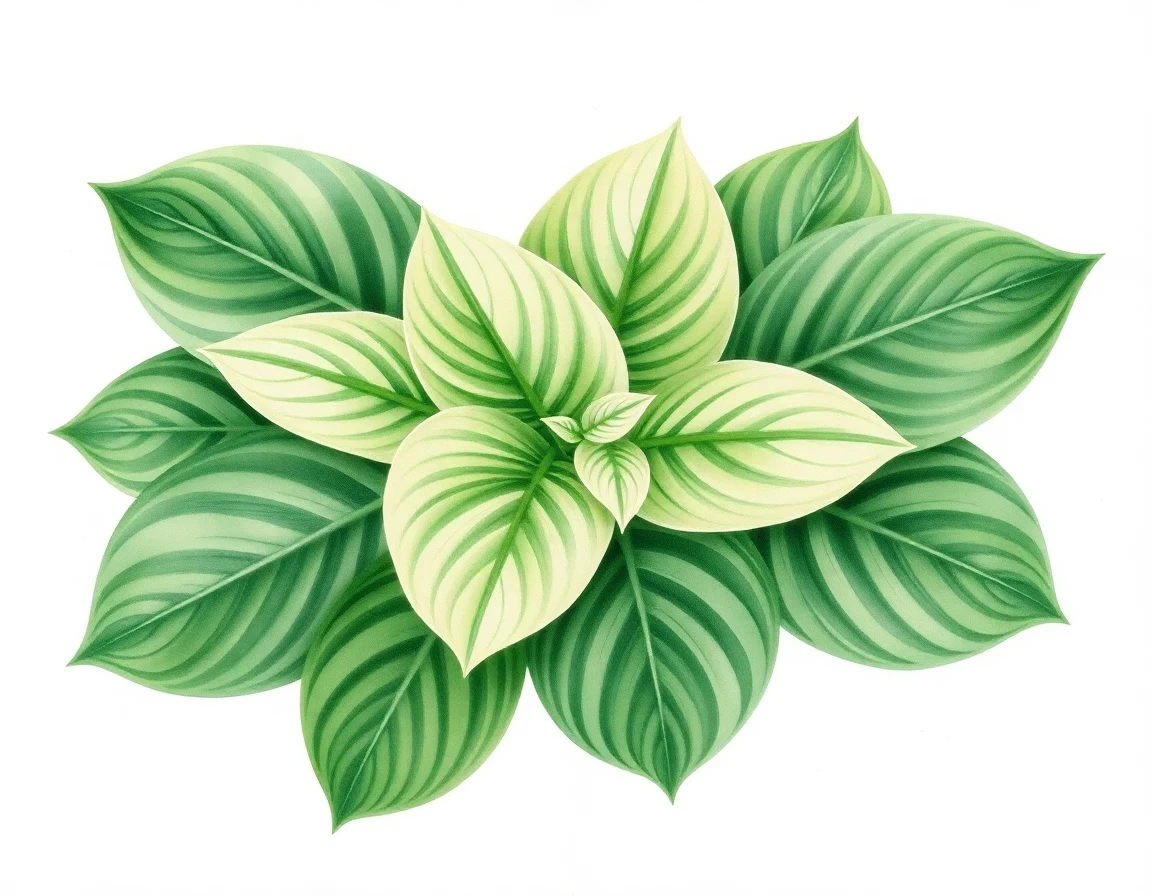 Watercolor illustration of Hosta 'Heat Wave'