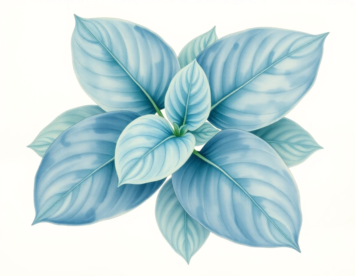 Watercolor illustration of Hosta 'Heavenly Constellation'