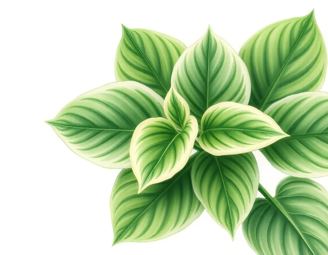 Watercolor illustration of Hosta 'Heavenly Tiara'