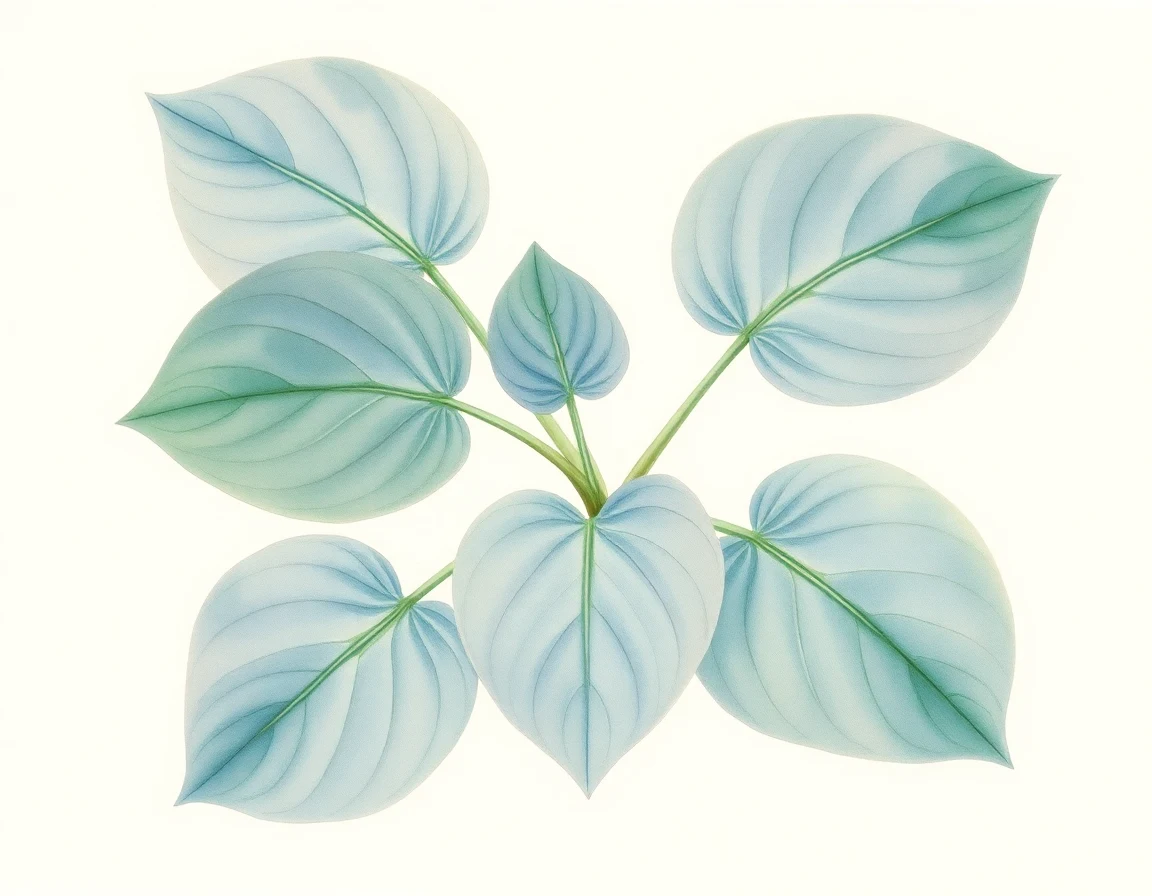 Watercolor illustration of Hosta 'Hebe Blue'