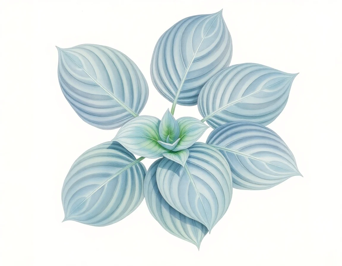 Watercolor illustration of Hosta 'Henry Payne'