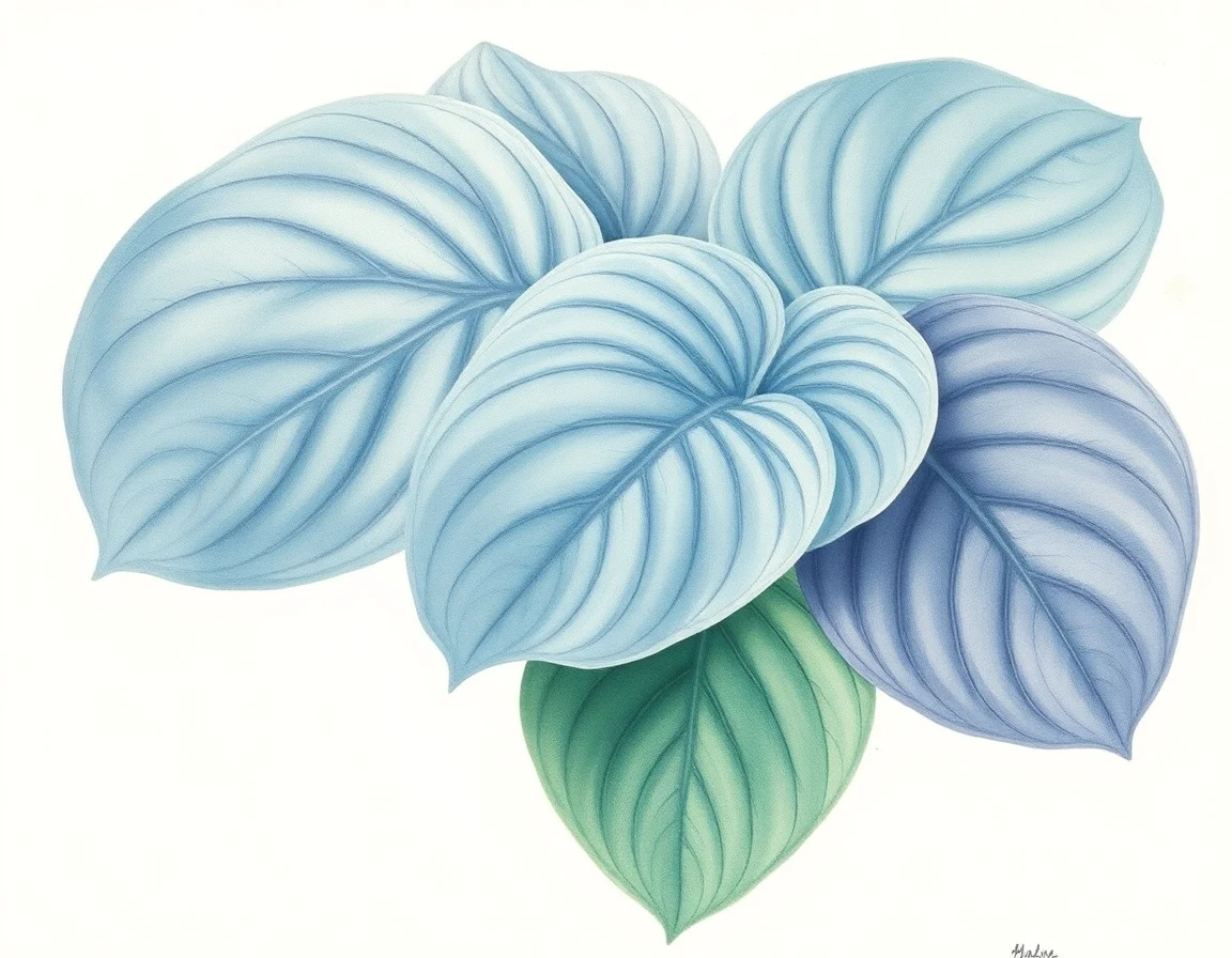 Watercolor illustration of Hosta 'Herb Benedict'