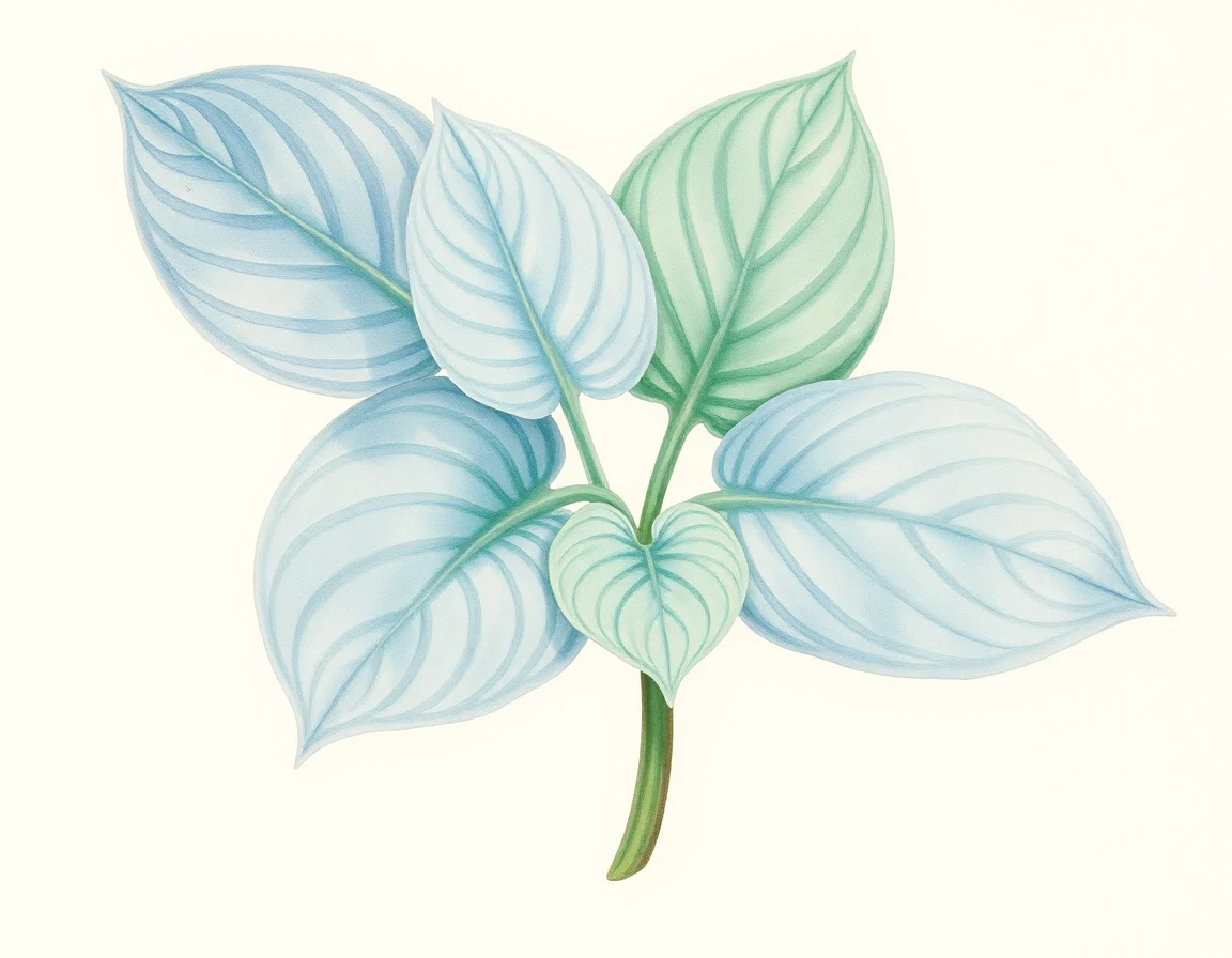 Watercolor illustration of Hosta 'Herifu'