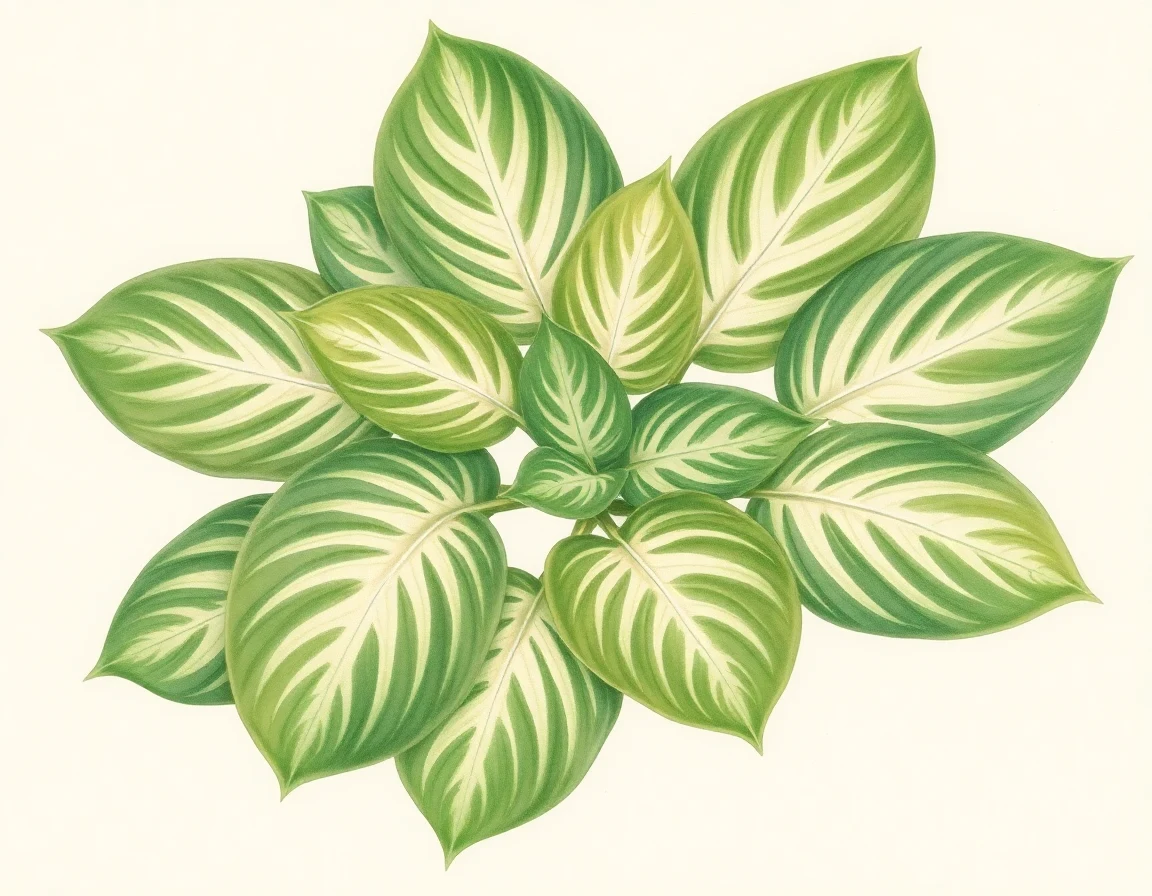 Watercolor illustration of Hosta 'Hervester Smaragd'