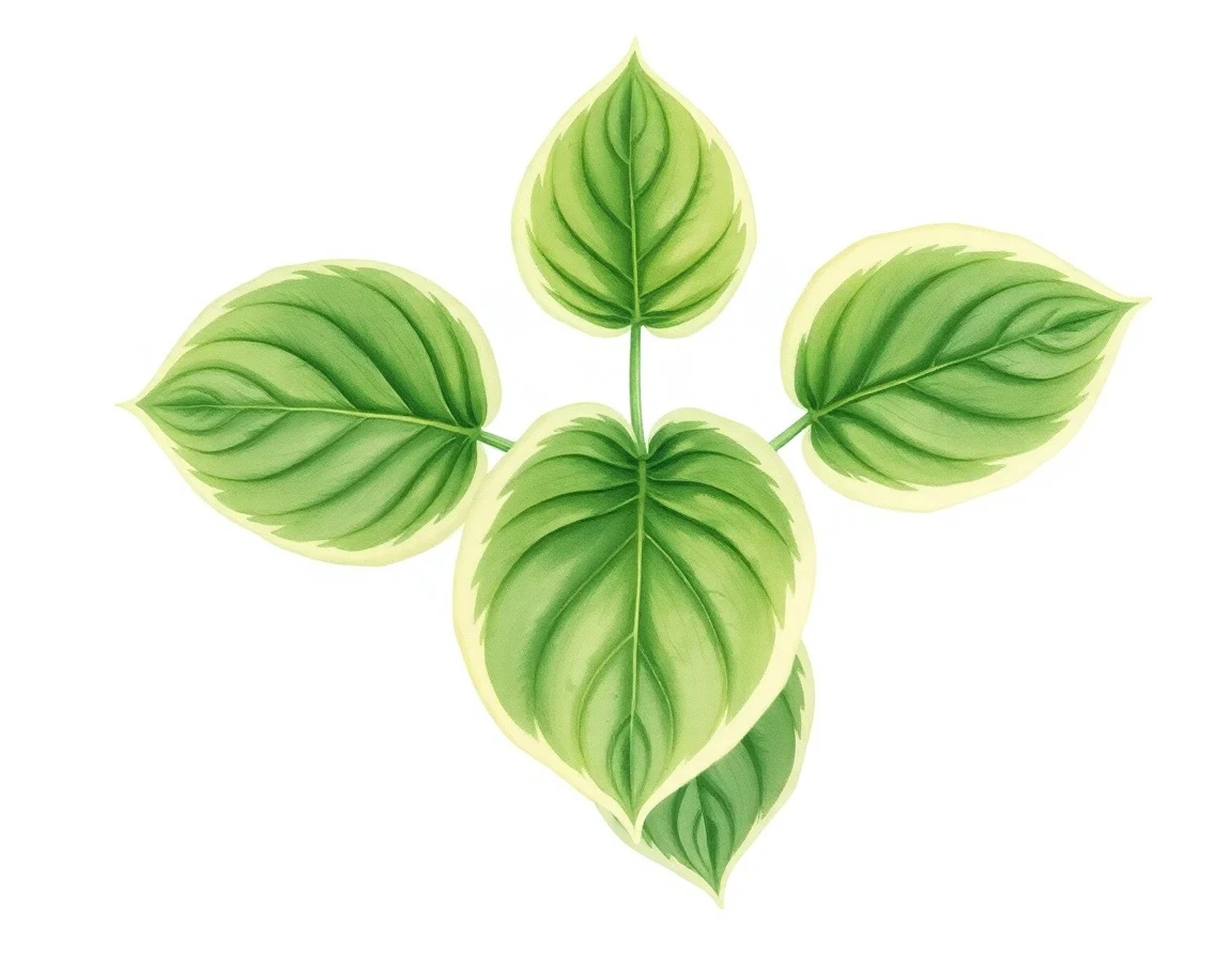 Watercolor illustration of Hosta 'Hi Ho Silver'