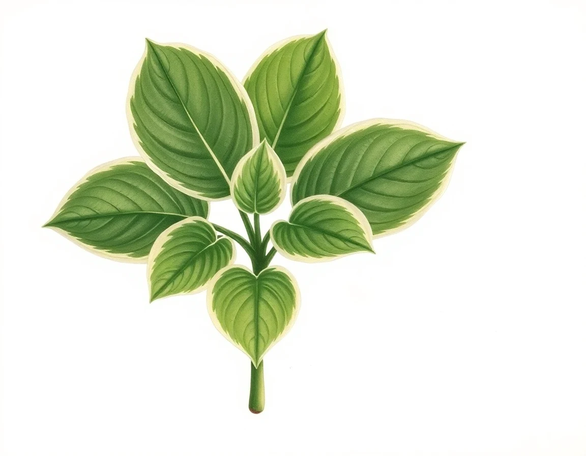 Watercolor illustration of Hosta 'Hiawatha'