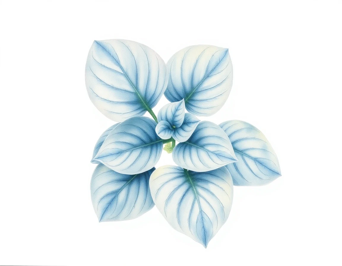 Watercolor illustration of Hosta 'Hideko Gowen'