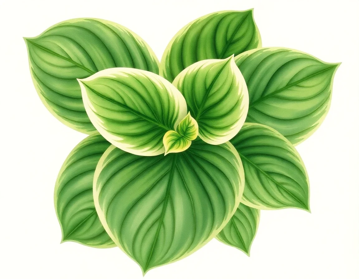 Watercolor illustration of Hosta 'High Country'