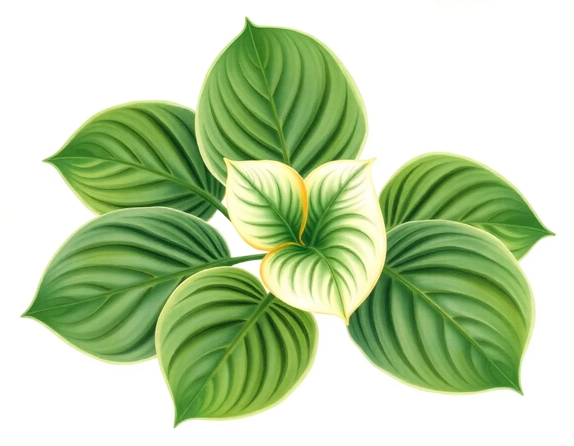 Watercolor illustration of Hosta 'High Five'