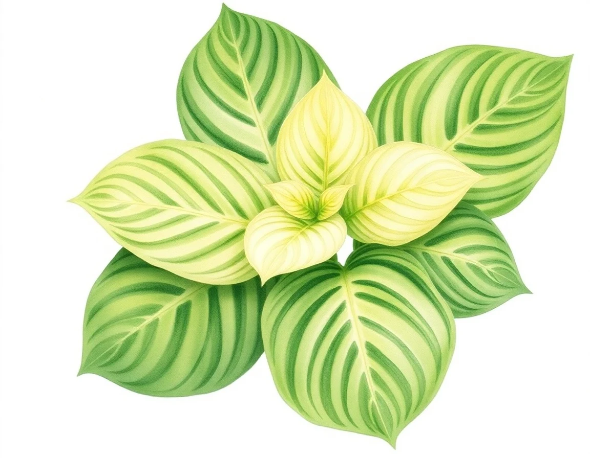 Watercolor illustration of Hosta 'High Radiation'