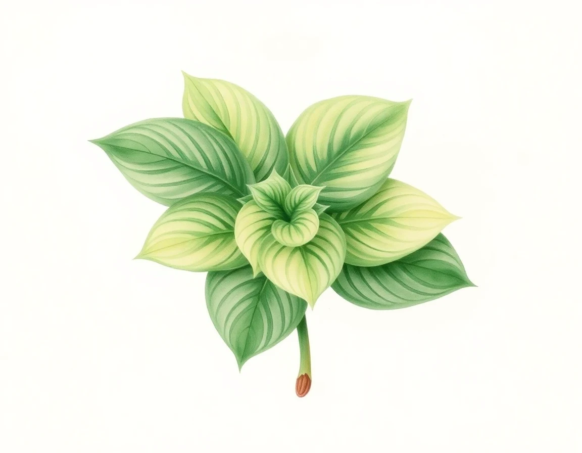 Watercolor illustration of Hosta 'High Wire'