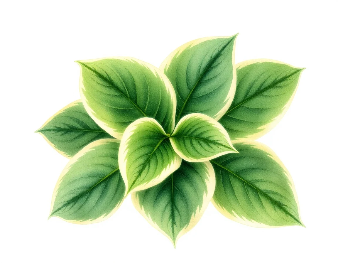 Watercolor illustration of Hosta 'Hilda Wassmann'