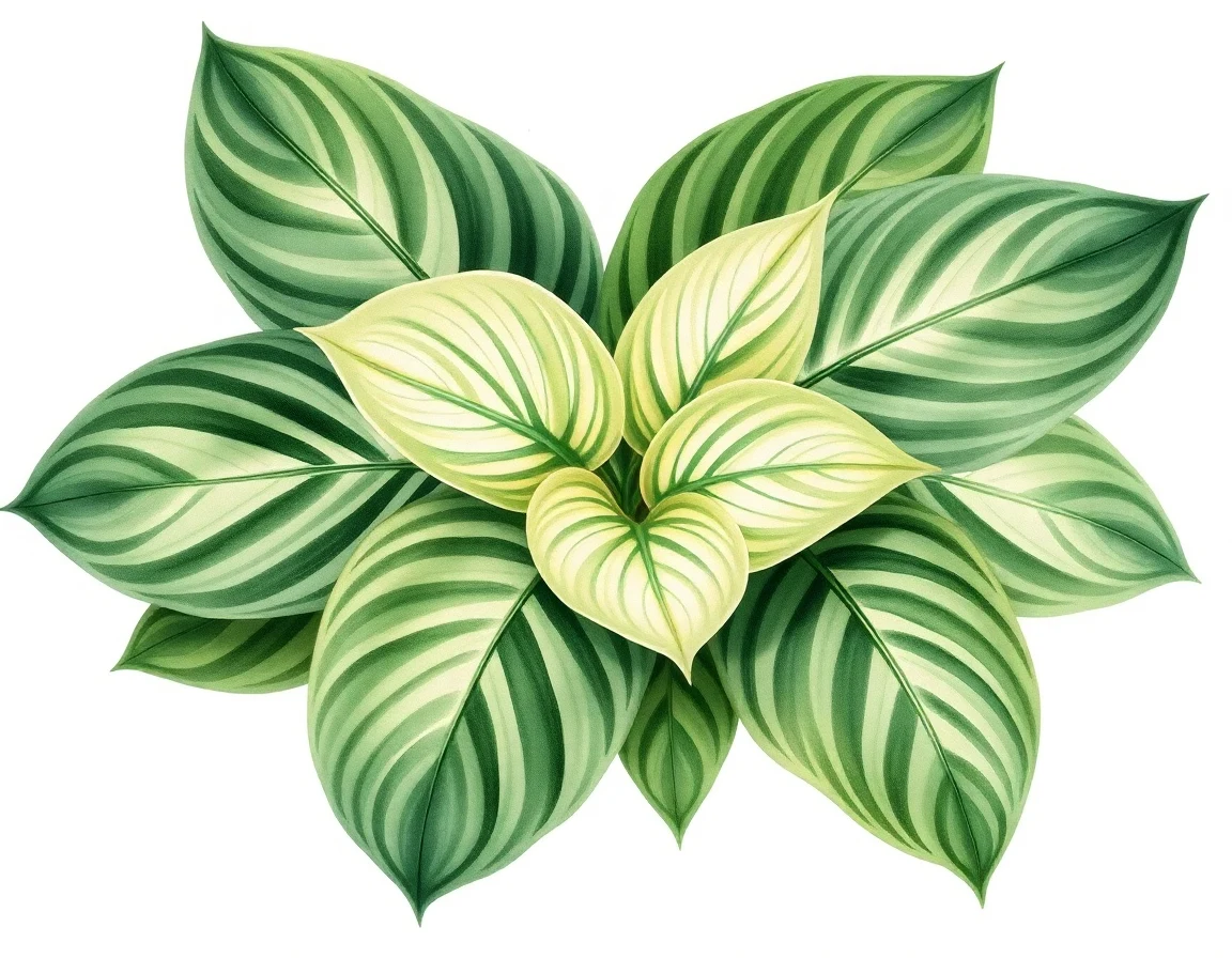 Watercolor illustration of Hosta 'Hirao Majesty'
