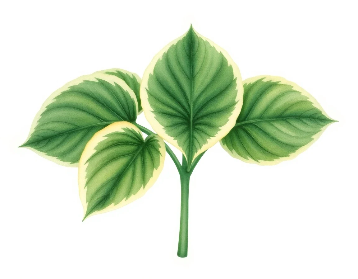 Watercolor illustration of Hosta 'Holiday White'