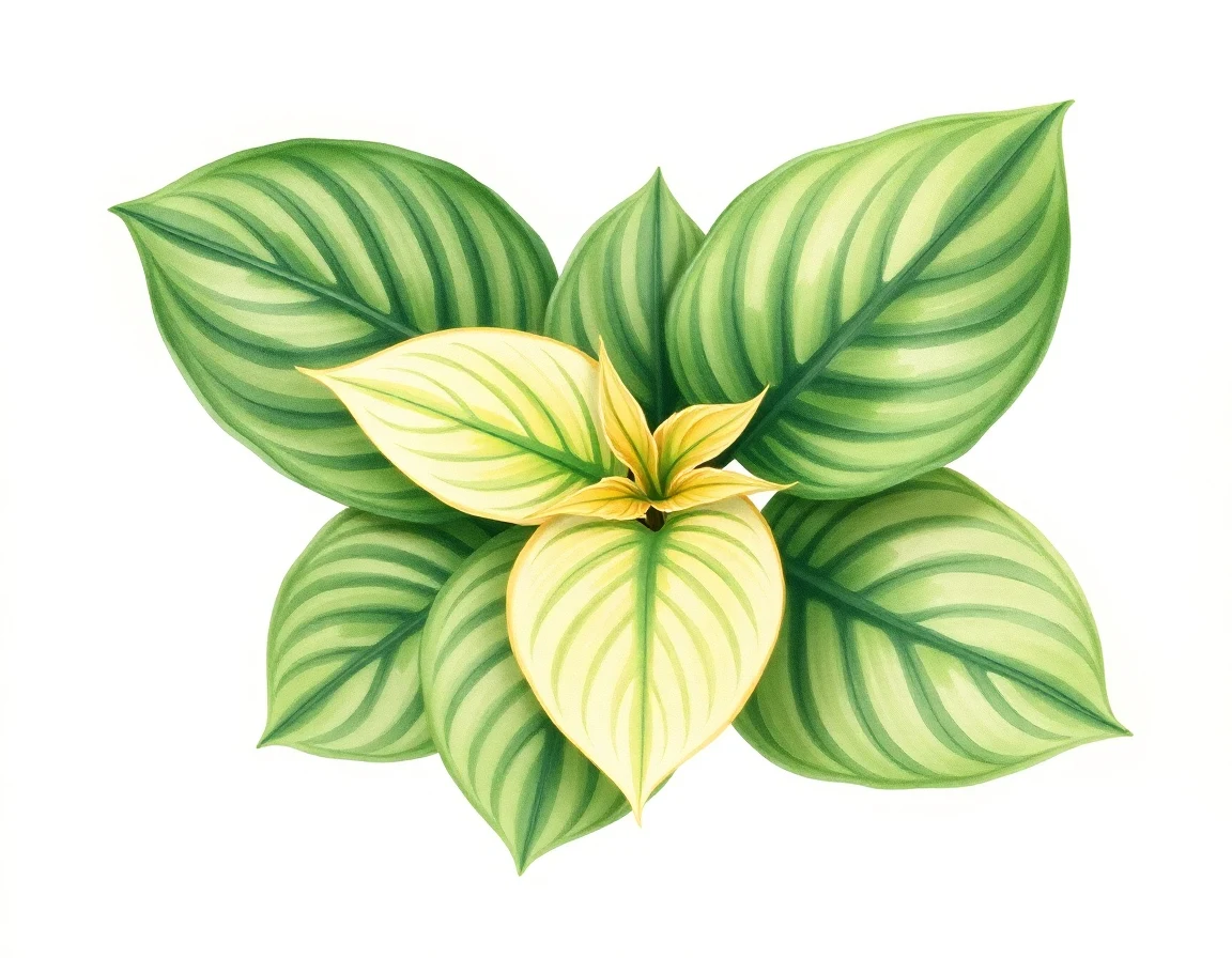 Watercolor illustration of Hosta 'Holly's Dazzler'