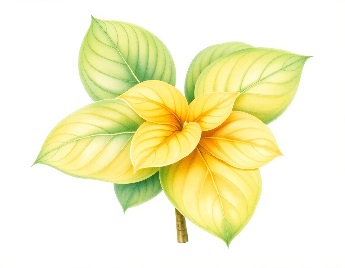 Watercolor illustration of Hosta 'Holly's Green and Gold'