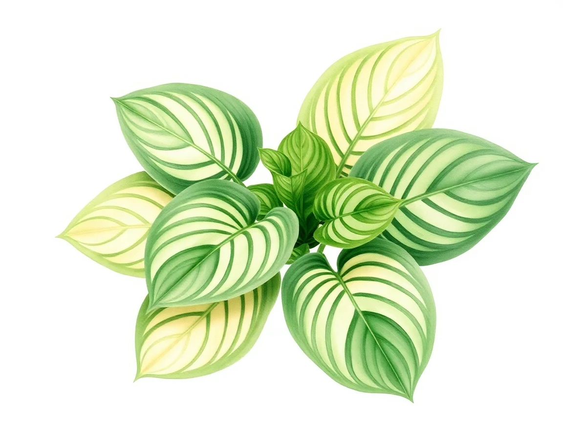 Watercolor illustration of Hosta 'Holly's Shine'