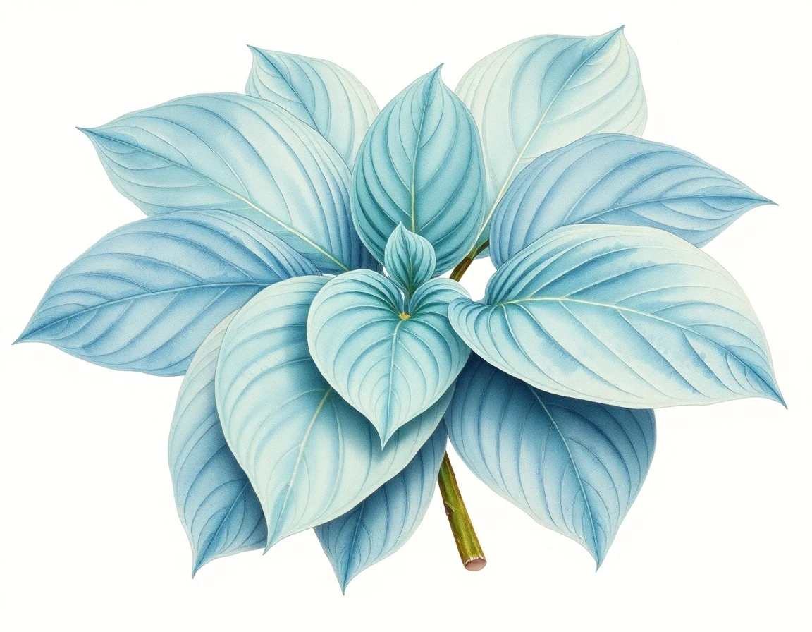 Watercolor illustration of Hosta 'Honey Bear'