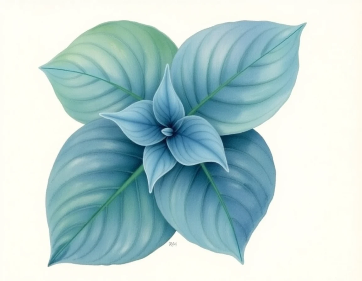 Watercolor illustration of Hosta 'Honey Hill Blue Blood'