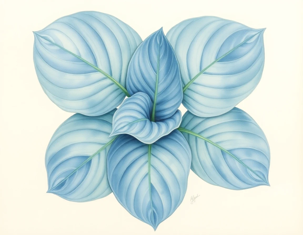 Watercolor illustration of Hosta 'Honey Hill Pearl Essence'