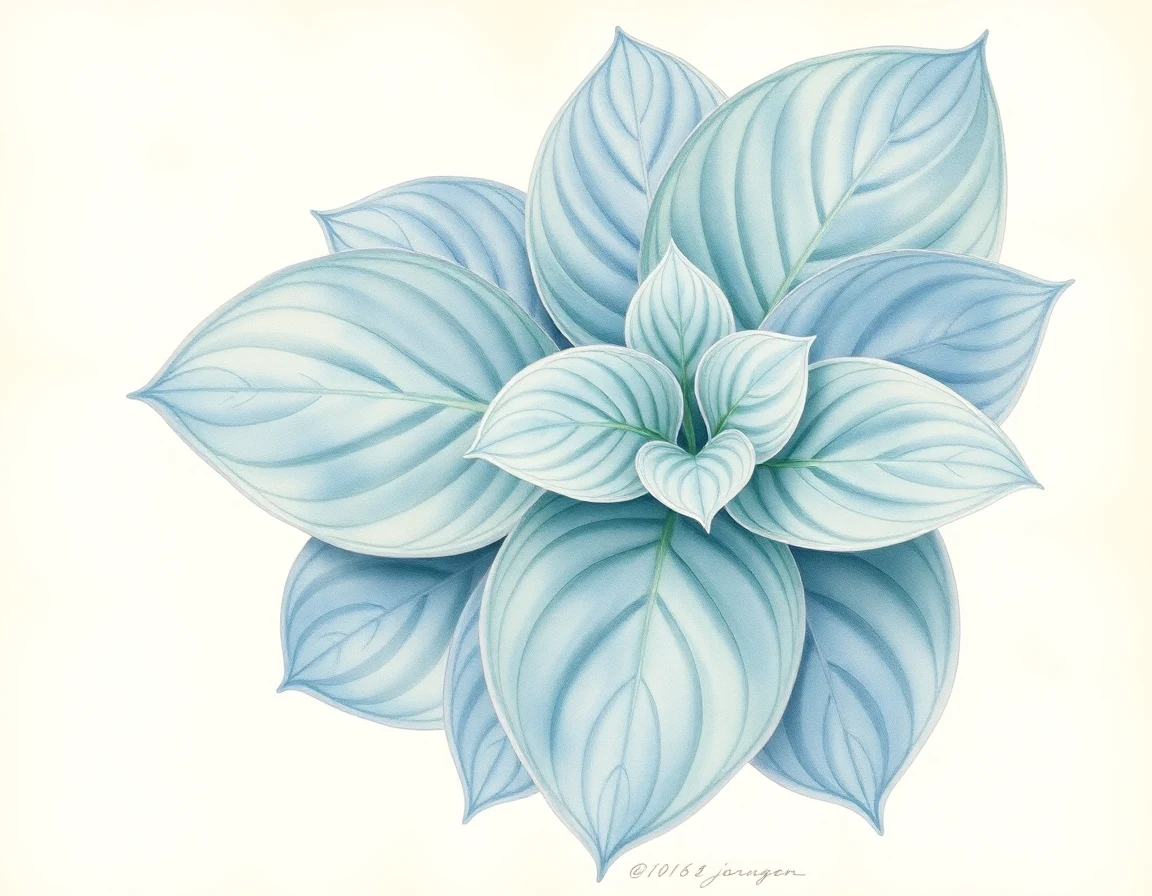 Watercolor illustration of Hosta 'Honey Hill Sidewalk Chalk'