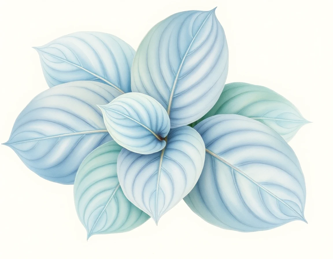 Watercolor illustration of Hosta 'Honey Hill Stainless Steel'