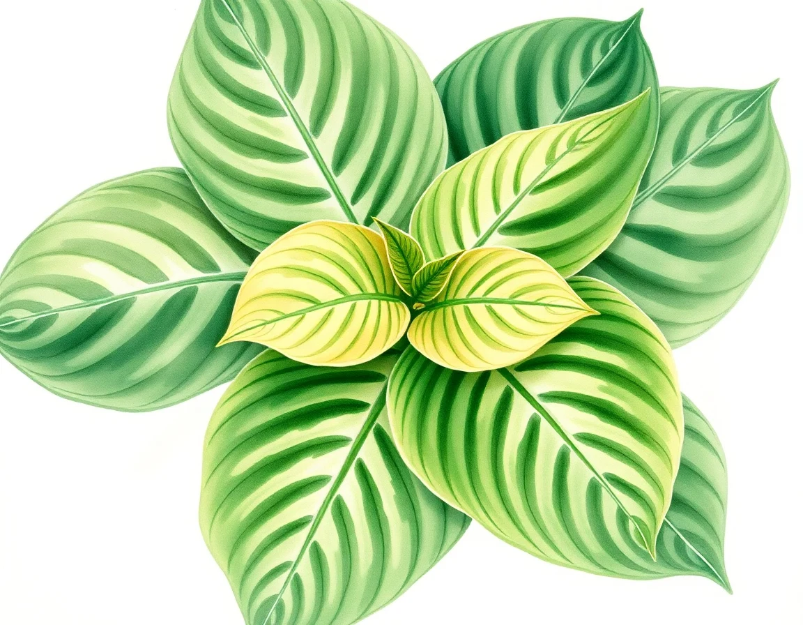 Watercolor illustration of Hosta 'Hoosier Dome'