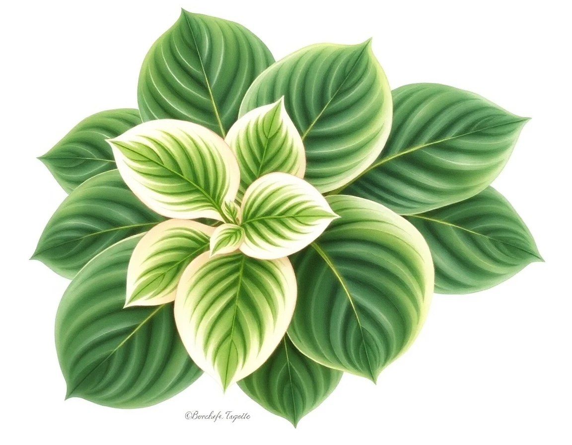 Watercolor illustration of Hosta 'Hot Diggity Dog'