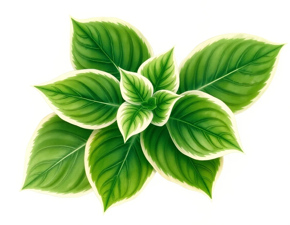 Watercolor illustration of Hosta 'Hot Lips'