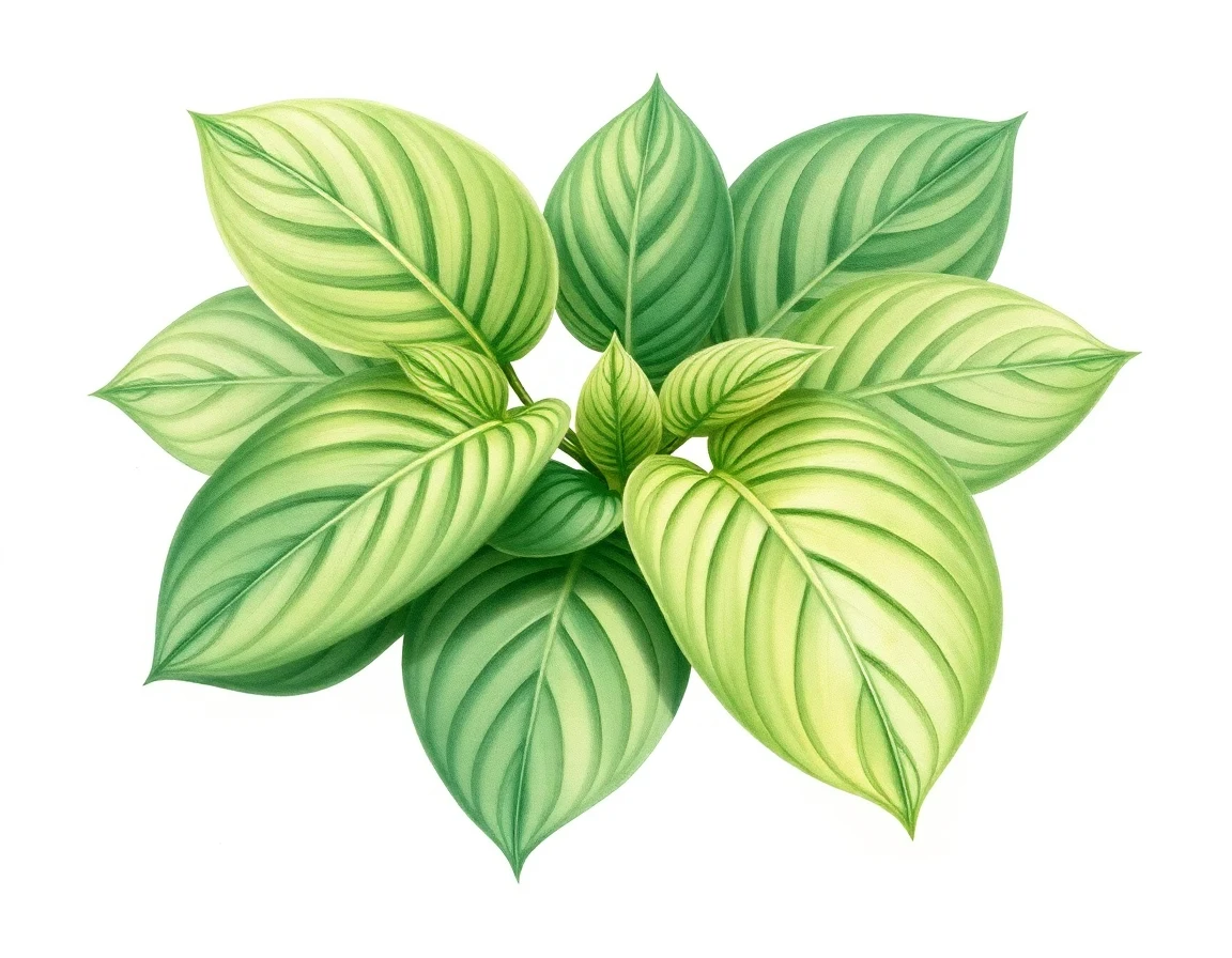 Watercolor illustration of Hosta 'Hotcakes'