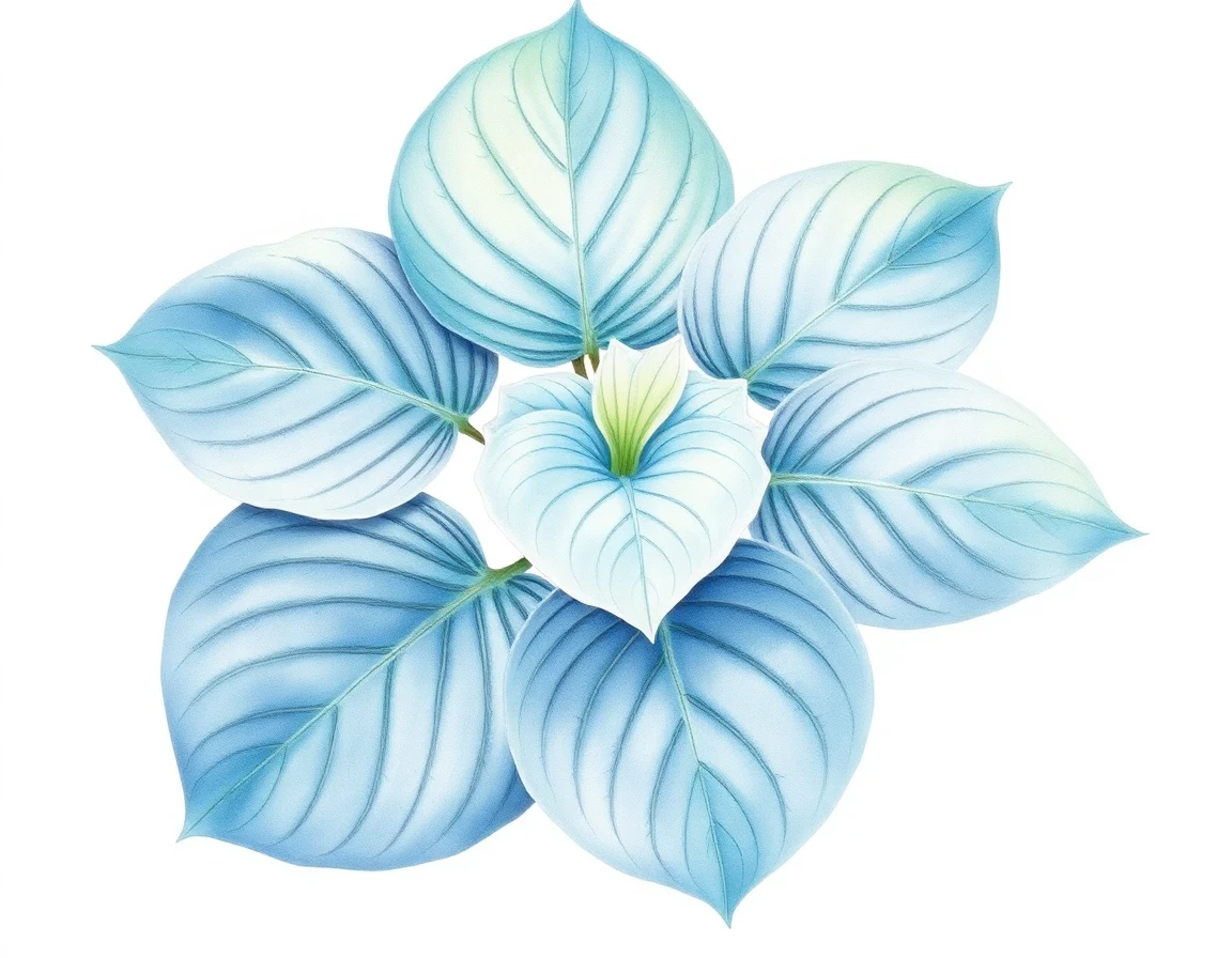 Watercolor illustration of Hosta 'Hottie'