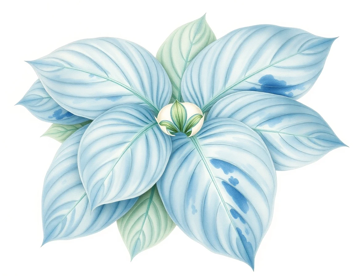 Watercolor illustration of Hosta 'How About That!'