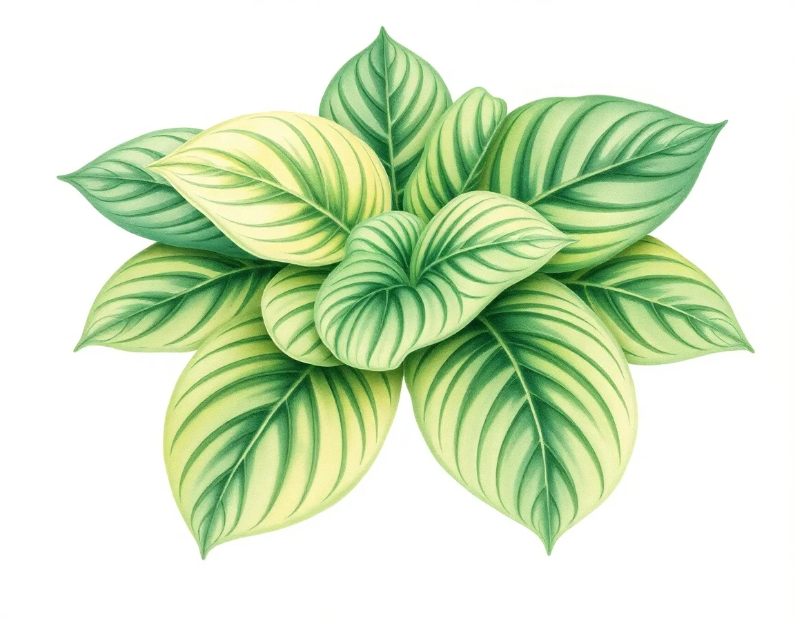 Watercolor illustration of Hosta 'Hulkster'