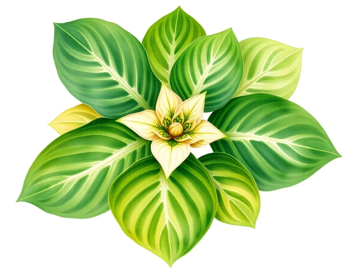 Watercolor illustration of Hosta 'Humility'
