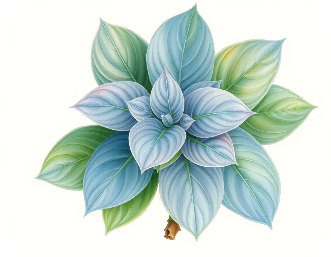 Watercolor illustration of Hosta 'I Bluit'