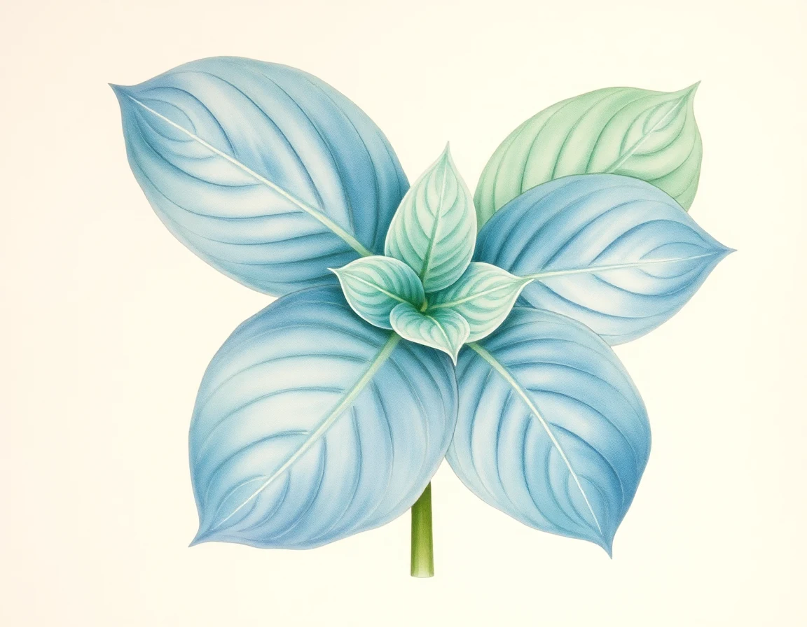 Watercolor illustration of Hosta 'Ice Age Trail'