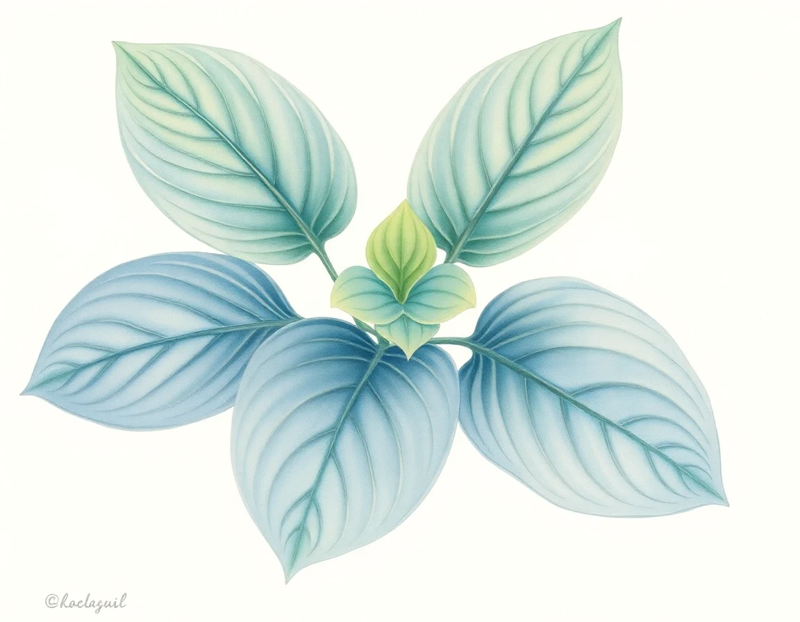 Watercolor illustration of Hosta 'Ice Castle'