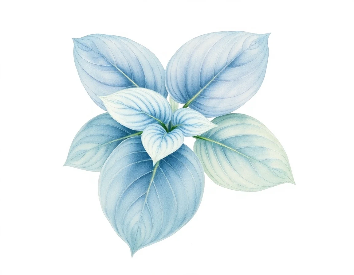 Watercolor illustration of Hosta 'Ice Palace'