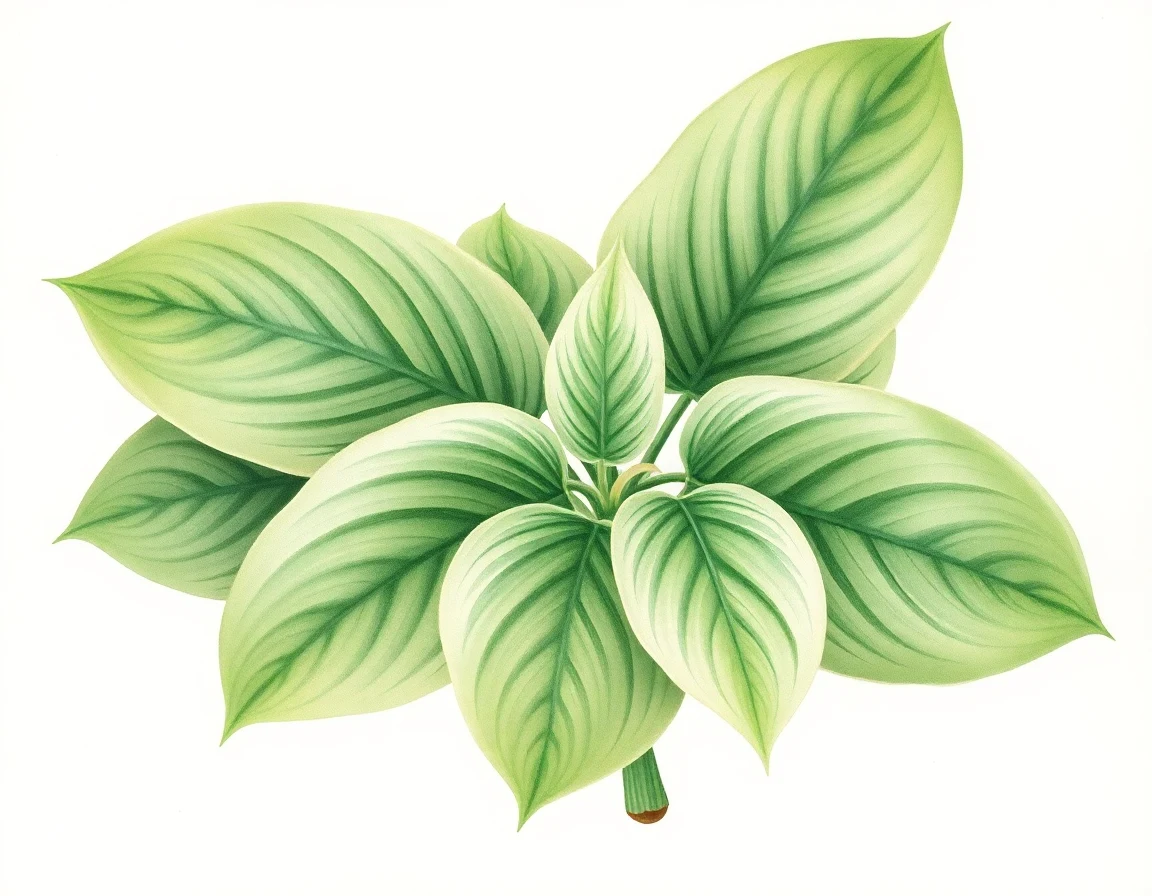 Watercolor illustration of Hosta 'Iceberg'
